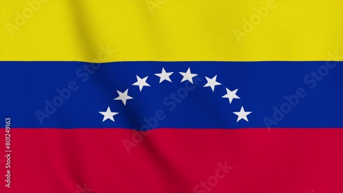 3d Venezuela flag waving cloth texture loop animation, National 3d Close up Venezuela flag waving, Venezuela national flag blowing in the wind, Realistic flag smooth waving seamless loop video 4k photo