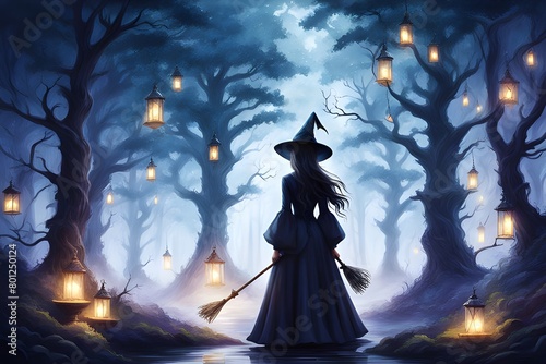 witch in magical forest