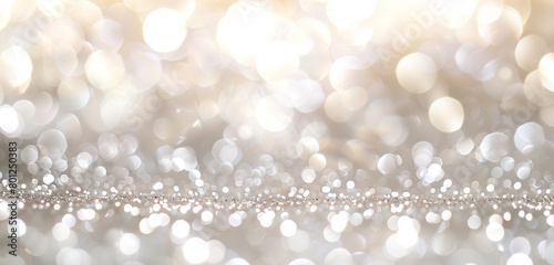 Ivory White Glitter Defocused Abstract Twinkly Lights Background, shimmering blurred lights with elegant ivory white tones.