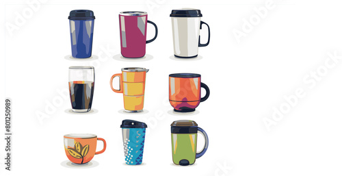 Group of Different Colored Cups With Lids