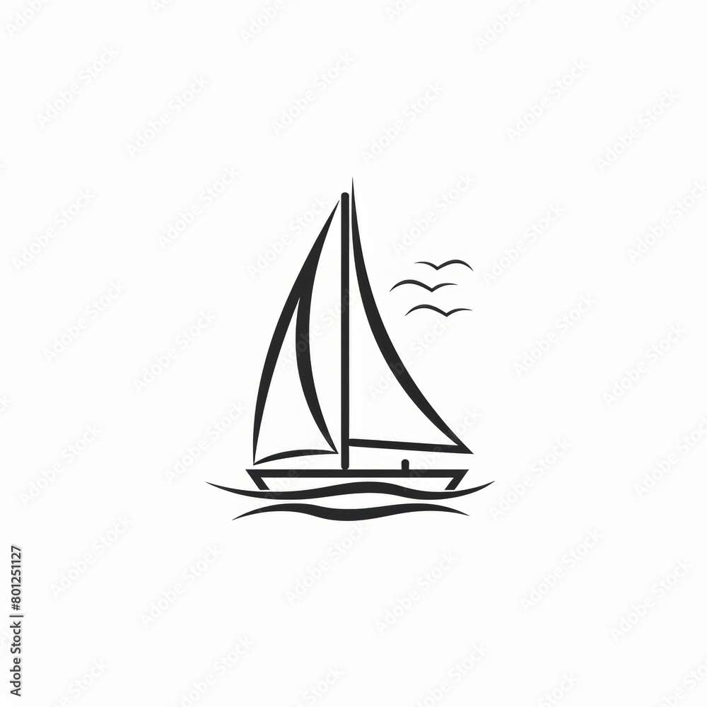 Simple icon design with a sailing ship over white background