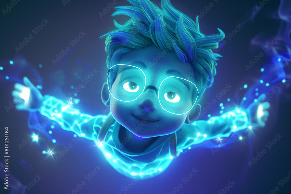 3d game character cartoon flying glow effect isolated 3d game character cartoon flying glow effect isolated