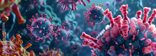 Close up of  Coronavirus 2019-nCoV in cells wall,3d rendering. photo
