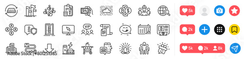 Engineering team, International copyright and Lotus line icons pack. Social media icons. Bitcoin exchange, Smile, Yummy smile web icon. Internet, Door, Teamwork pictogram. Vector