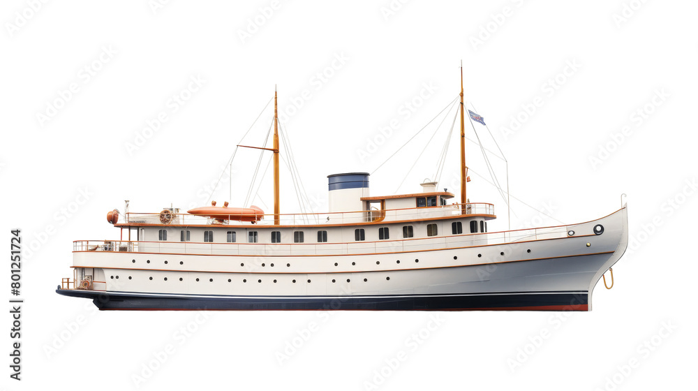 Luxurious Steam Yacht Escape on Transparant background