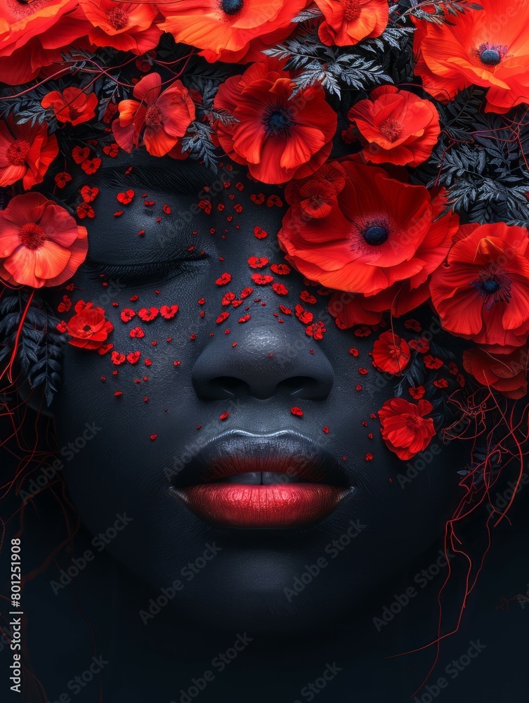 Fototapeta premium Abstract Floral Face - Female Beauty in Artistic Interpretation