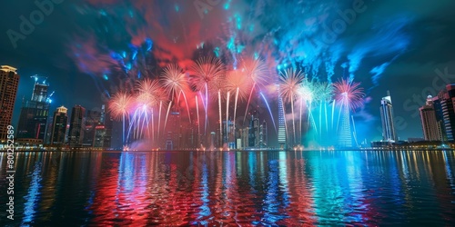Fireworks light up the night sky over Dubai photo