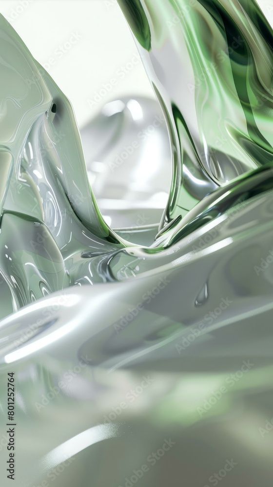 3D rendering of a green and white abstract shape