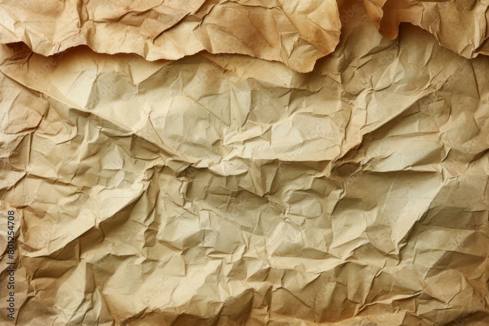 Close-up of crumpled brown paper texture