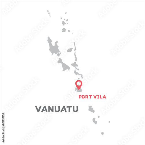 Vanuatu vector map illustration, country map silhouette with mark the capital city of Vanuatu  inside. vector illustration design. Every country in the world is here