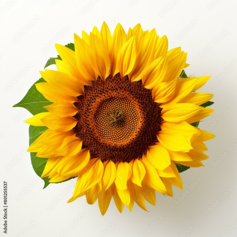 Fototapeta premium Sunflower in full bloom against a white background