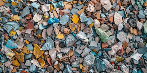 colorful pebbles and plastic waste