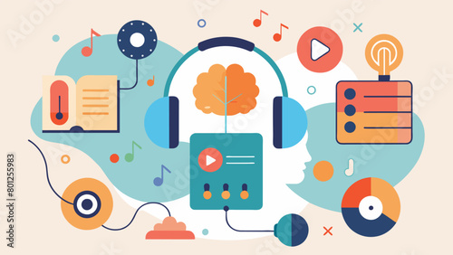 An innovative playlist created by a music the helps individuals with anxiety and OCD manage their symptoms by incorporating specific tempo and key. Vector illustration