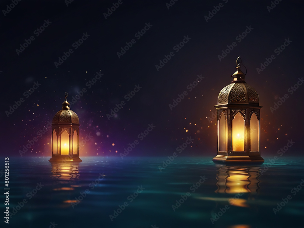 islamic eid background design with glow light effect