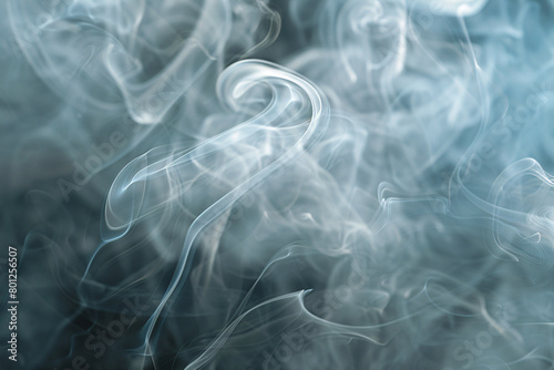 Soft swirls of smoke against a light blue background, abstract patterns
