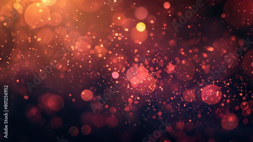 Soft Coral Bokeh Lights and Sparkle Dust on Dark Abstract Background, High Definition Ultra HD Camera Shot