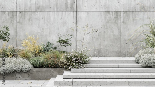 Blank mockup of a contemporary public garden layout sign showcasing a mix of geometric shapes and natural elements. .