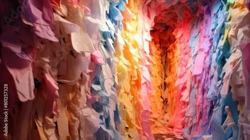Colorful paper tunnel