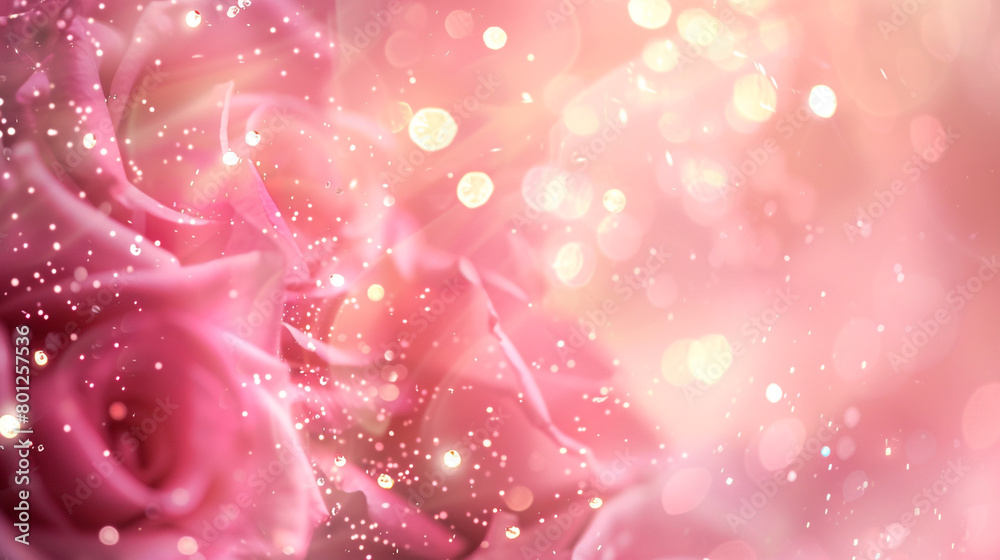Soft Rose Bokeh Lights and Sparkle Dust on Gentle Abstract Background, Realistic HD Camera Shot Soft Rose Bokeh Lights and Sparkle Dust on Gentle Abstract Background, Realistic HD Camera Shot