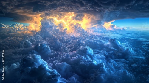 A beautiful landscape of a stormy sky filled with clouds
