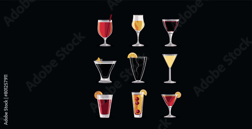 Assorted Drinks in Different Glasses