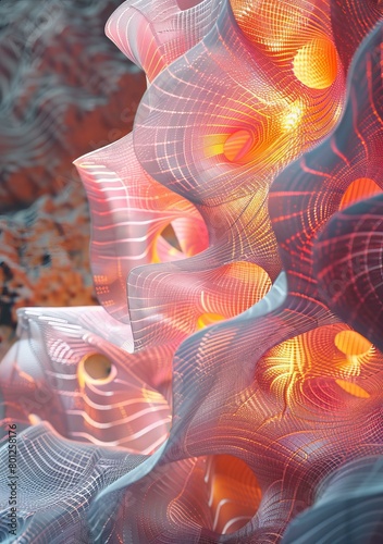 Colorful and organic 3D rendering of a coral reef photo