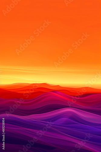 Sunset orange and twilight purple wavy background, dramatic and inspiring, ideal for creative storytelling © Aleza