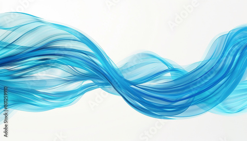 Tropical blue wave abstract, bright and clear tropical blue wave flowing smoothly on a white background.