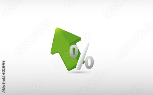 3d Vector Arrow growth stock market with percent.