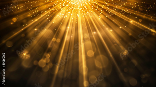 golden particles shining bokeh glitter abstract background. Futuristic glittering background.