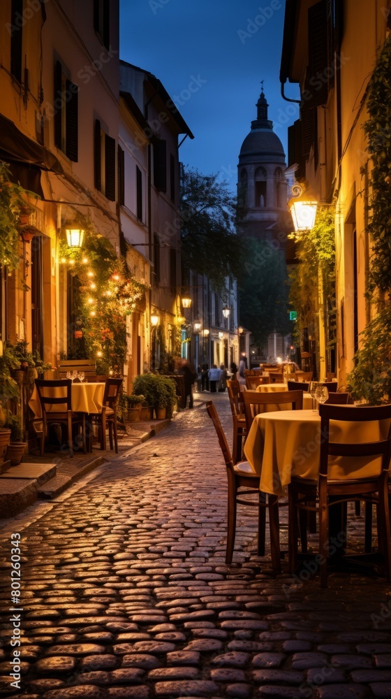 Charming cobblestone street in Rome, Italy Charming cobblestone street in Rome, Italy