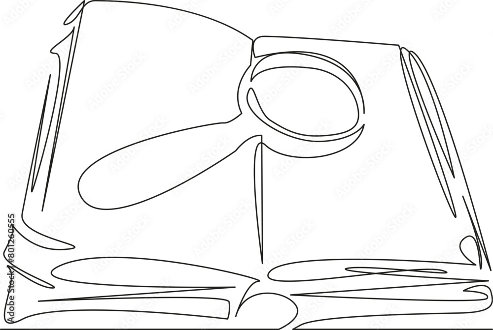 open book with magnifying glass open book with magnifying glass
