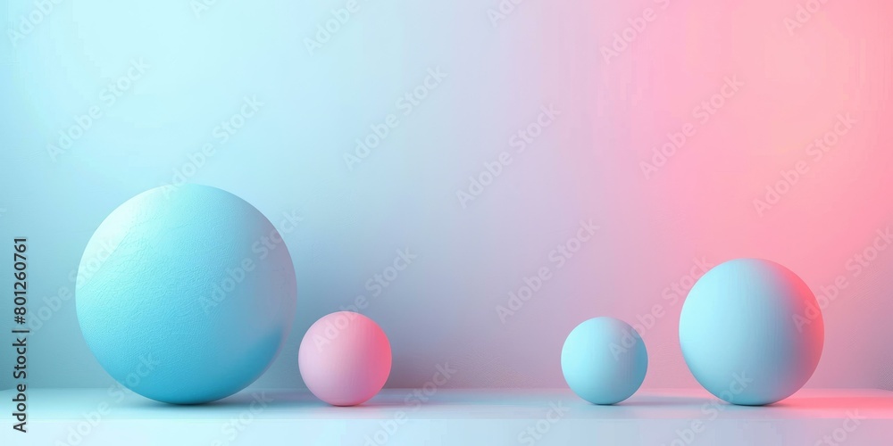 3D rendering of blue and pink pastel balls on a blue and pink pastel background 3D rendering of blue and pink pastel balls on a blue and pink pastel background