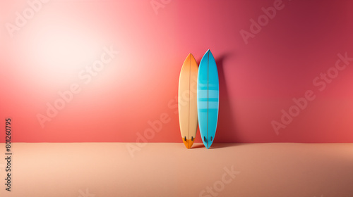 Surfboard on a Clean Pastel Background