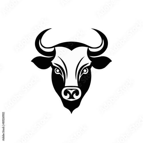 Furious Bull head isolated on white Canvas | Vector illustration of a bull