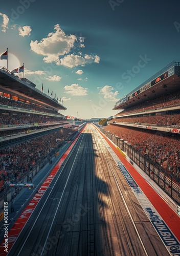 Wallpaper Mural Aerial view of a Formula One race track with a large crowd in the stands Torontodigital.ca