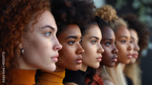 A group of women with different hair colors and styles stand side by side