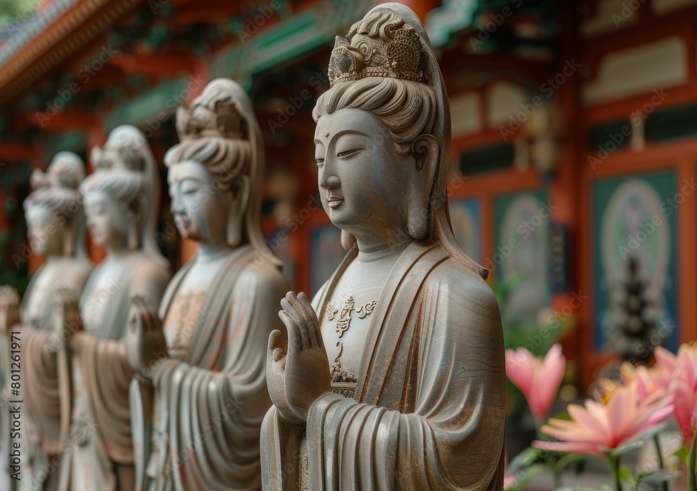 Buddhist statues in a temple Buddhist statues in a temple