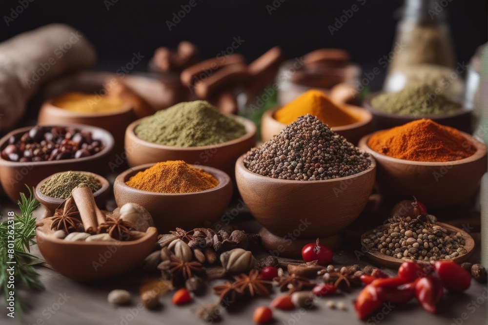 'composition fferent spices herbs spice herb condiment ingredient dry colourful scoop cinnamon nutmeg star anise chili pepper dill mint flax paprika fenugreek' 'composition fferent spices herbs spice herb condiment ingredient dry colourful scoop cinnamon nutmeg star anise chili pepper dill mint flax paprika fenugreek'