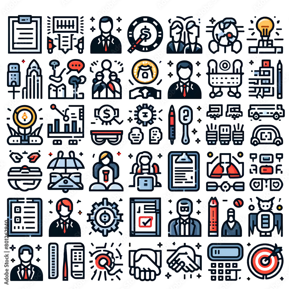 Diverse Blue Business and Innovation Icon Set