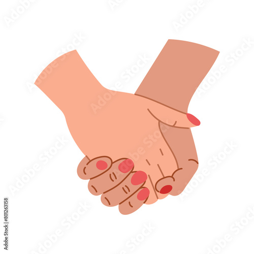 Tableau sur toile Two hands holding together in love and support