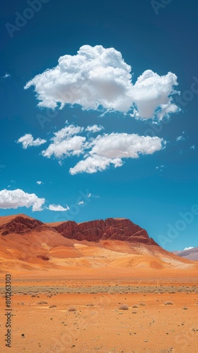 Desert landscape with red rocks and blue sky