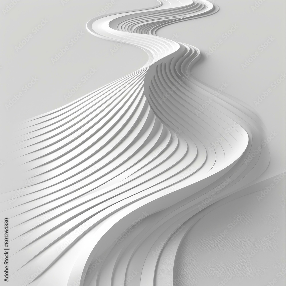 3D rendering of a white wavy surface 3D rendering of a white wavy surface