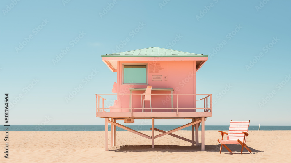 Life Guard House on a Clean Pastel Life Guard House on a Clean Pastel