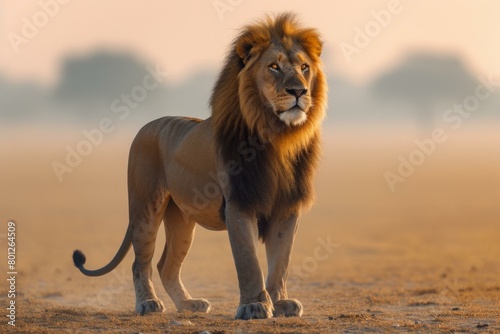 Male lion in the African savannah