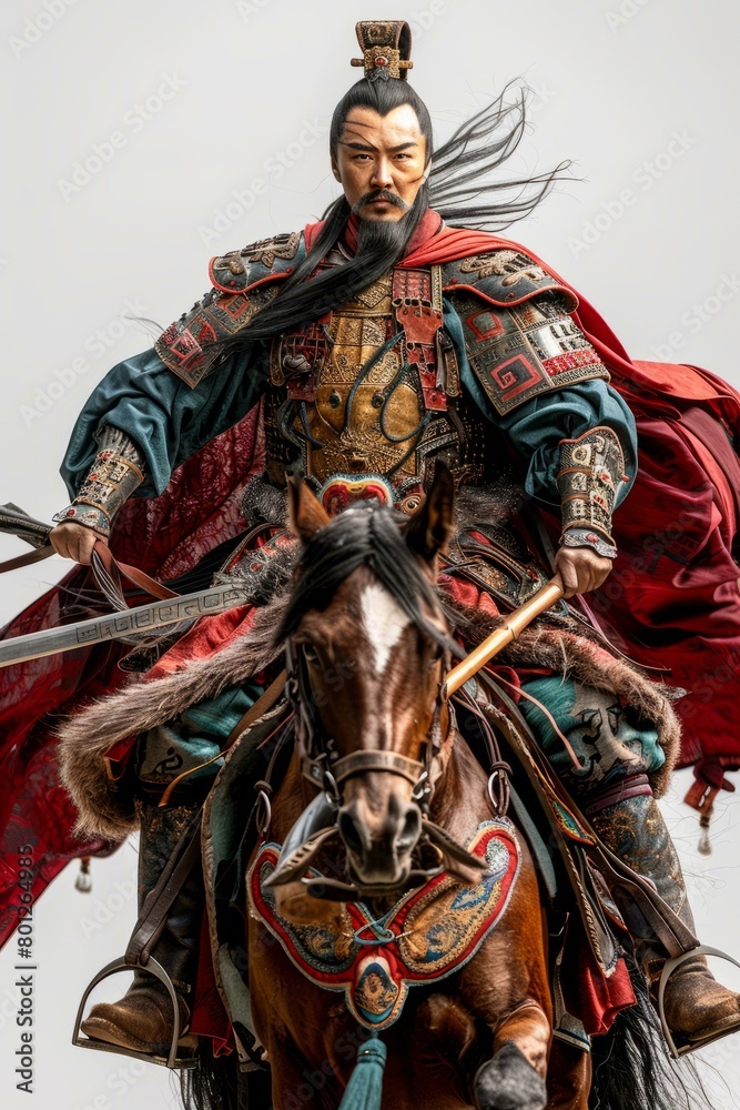 Portrait of a Qing Dynasty Imperial Guard in Traditional Chinese Clothing and Armor
