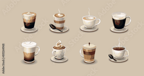 Assorted Coffee Cups on Table