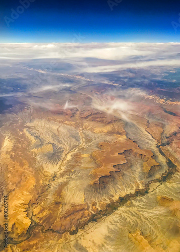 Aerial view of a plateau and valleys in the Henry Mountain Range of Utah photo