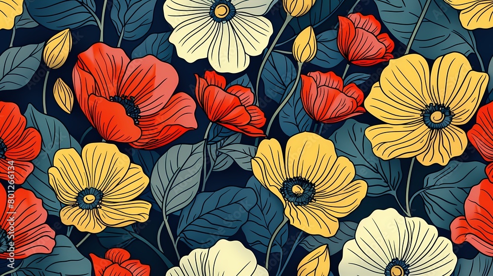 pottery style flowers illustration poster background pottery style flowers illustration poster background