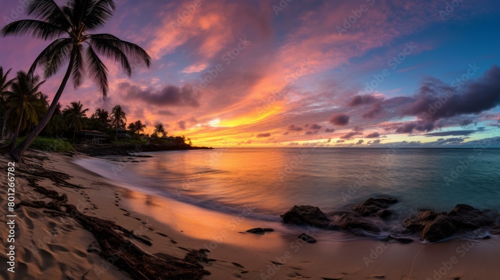 Beach sunset in Hawaii